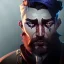 Placeholder: portrait,white man, eyepatch, short beard, long tied hair, realistic, intriacte detail, sci-fi fantasy style, volumetric lighting, particales,highly detailed,cinamatic, deep colours,8k