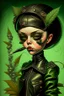 Placeholder: A girl in leather with weed is better; lowbrow art; pop surrealism