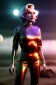 Placeholder: Ultra Realistic retro sci-fi scene, portrait, blonde woman, sweet young Marilyn Monroe face, perfect iris, tight latex coat, Strange planet background, Retro sci-fi style helmet, fog, rain, soft color, highly detailed, unreal engine 5, ray tracing, RTX, lumen lighting, ultra detail, volumetric lighting, 3d, finely drawn, high definition, high resolution.