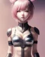 Placeholder: Detailed cute anime Kunoichi girl, pink hair buns, pink bangs, black latex bodysuit, intricate details, full body portrait, keep head in frame, slight smile, black Japanese motif, concept art, highly detailed, digital painting, concept art, sharp focus, illustration, art by Yoji Shinkawa, WLOP and greg rutkowski and alphonse mucha and artgerm and yanjun Chen and Junji ito and Makoto Shinkai, HDR, octane render