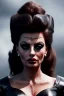 Placeholder: young sophia loren as evil queen in black leather, angry, stern look, volumetric lighting, particales,highly detailed,cinematic, deep colours,8