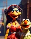 Placeholder: waitress woman Sesame Street muppet mask head, concept art, retro style, smooth, unreal engine 5, god lights, ray tracing, RTX, lumen lighting, ultra detail, volumetric lighting, 3d.