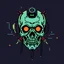 Placeholder: 8 bit pixelart cyberpunk skull,servitor, Comic style