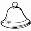 Placeholder: A black and white cute drawing of a Christmas bell, only outline, white background,for kids