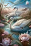 Placeholder: magic_multi-layered and multidimensional structure, grasses, strange sky,amorphous swan, water lilies, reed,unusual flowers,intricate, beautiful landscape,eggplant color, fractally, surrealism,careful drawing of details, clear contour, photorealism, botanical style,pink, white,pale blue,biryusa,mother-of-pearl luster,curls, curls,a lot smoke, beautiful,realistic, bright lighting, high resolution, high detail,bright colors, high quality, aesthetically pleasing, professional photo, 64k - - w 51