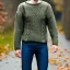 Placeholder: a picture of a slim and well-proportioned nerdy man who is sneaky with a annoying laugh and a stable and dry hairstyle wearing a woolen sweater