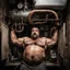 Placeholder: full figure shot photography, ugly turkish chubby plumber repairs boiler, burly, shirtless, hairy allover, manly chest, muscular big beefy 44 years old, dressed in boxer, big thighs, seen from below, frontal view, ambient occlusion, side light