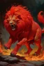 Placeholder: A red fire elemental lion painted by Francis Danby