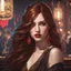 Placeholder: An Arrogant-Looking Young Woman With Pale Skin, Red Eyes, And Long Brown Hair. In a nightclub. High Definition, Greg Rutkowski, 8k Resolution, Intricate Details