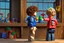 Placeholder: a little boy with curly blond hair is standing with his back to us, looking at toys (stuffed animals, building blocks, trains, legos, rocking horses) in a toy shop window Nikon D850 digital painting fantasy 4k very attractive fantastic view ultra detailed 4K 3D cinematic postprocessing in sunshine