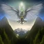 Placeholder: image framed with a thin border of celtic designs, story book cover format, A winged celestial dragon in flight above a forested mountain, against a background of brilliantly glittering stars, hd 4k, fine sharp detail