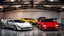 Placeholder: Bentley And Lamborghini Countach merged , desktop wallpaper, 4K, Cinematic, in the middle of showroom