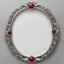 Placeholder: oval silver frame with red