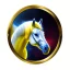 Placeholder: horse white fur, yellow mane