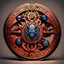 Placeholder: runic sigil showing an engraved mechanical cog, a wormlike wyrm around the outside circle, material azurite crystal and copper