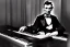 Placeholder: Abraham lincoln by himself playing keyboard for a new wave band in 1984