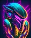 Placeholder: Synthwave Portrait of a metroid. Neon lights