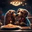 Placeholder: the lady and the tramp eating spaghetti, cinematic, epic glowing galaxy background, deep depth of field, 3D, constellation map, 16k resolution photorealistic, bokeh, a masterpiece by Alberto Seveso, breathtaking intricate details, realistic and lifelike cgi diorama, dramatic natural lighting, reflective catchlights, high quality CGI VFX fine art