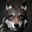 Placeholder: black alpha wolf baring teeth photorealistic