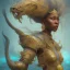 Placeholder: sango fantasy, fantasy magic, intricate, sharp focus, illustration, highly detailed, digital painting, concept art, matte, artgerm and paul lewin and kehinde wiley, masterpiece sexy lips Asian afro lips black African lady body mermaid blue Dragon head golden space lady sea under water mermaid pretty