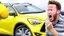 Placeholder: guy in hurricane arguing on phone next to his kia sportage made out of lemons