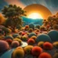 Placeholder: An incredibly peaceful detailed landscape, Max Ernst, Henri Rousseau, Haji Widayat, primordial nature, sun, strong texture, extreme detail, intricate, strong colours, bas-relief, high resolution, volumetric light, 8k, 3d, cinematic, rich moody colors, sparkles, decal, octane render, 55mm photography, 8k, sharp focus, volumetric light, ZBrush