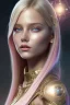 Placeholder: kristina pimenova as nature magic celestial, long middle blond hair, pink and white, transparent cloth, space, d&d, shiny background, intricate, elegant, highly detailed, digital painting, artstation, concept art, smooth, sharp focus, illustration, artgerm, bouguereau