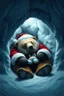 Placeholder: sleeping bear Santa claus inside igloo cave