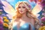 Placeholder: large fairy wings. As the morning sky casts its dreamy gaze on Elsa, amidst the vibrant flowers of spring, straight blonde hair, her straight blonde locks shimmer like a golden halo. smiling. high purity. very detailed, digital art, beautiful detailed digital art, colorful, high quality, 4k