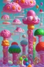 Placeholder: A whimsical candy land filled with larger-than-life sweets, from gumdrop mountains and lollipop forests to chocolate rivers and marshmallow clouds. A playful and imaginative scene, bursting with bright, saturated colors, and intricate details that invite the viewer to explore the delightful landscape.