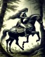 Placeholder: A centaur majestically galloping through the dense forest in the style of gustav dore, fantastical landscape, soft strokes , mythology portrait, classic painting