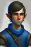 Placeholder: teen half orc with blue clothing short hair