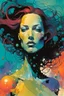 Placeholder: create a wildly abstract and chaotic full body illustration of an amorphous woman with highly detailed facial features utilizing fluid organic shapes, in the comic book art style of Bill Sienkiewicz, Mike Mignola, and Jean Giraud Moebius, finely textured, drawn, colored, and inked