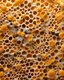 Placeholder: honeycombs and honey splashes 3d background