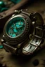 Placeholder: Craft an image where the turquoise hues in a vintage watch band whisper tales of time's passage within a stable.cog environment, encapsulating the beauty of a stable mid-journey.