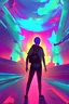 Placeholder: The teenager is immersed in a parallel dimension with a colorful background that cannot be explained and creates a mysterious atmosphere