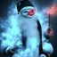 Placeholder: All Black Santa, ghost, wearing high tech mask, white smoke, dark, rage, high definition, ultra 8 k, volumetric lighting, blue fire, fog red rain