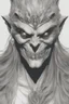 Placeholder: a very close up side profile image of an evil spirit, smirking and looking at the camera,8k quality, supper realistic