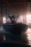 Placeholder: forbidden obsidian boat, chat robot that stares at us like we are the prettiest demon it has ever seen, its such a perfect day, motion blur, smoke, 8k, downlight, soft light, depth of field, photorealism, trending on art station, lotsa detail