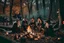 Placeholder: witches around a campfire in the woods