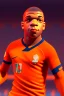 Placeholder: Mbappe look a like in 3D Cartoon World. Colors orange