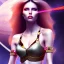 Placeholder: long hair lady warrior bra with laser blade on Saturn