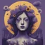 Placeholder: A minimal and sinister design with a color scheme of foreboding violets and warm sunflower; artificial intelligence ;using halftone and mixed media and pictorial map; inspired by surreal figurative and blackout poetry and naïve art; the focus is artificial intelligence look at the sky; mood is mysterious and chilling .