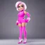 Placeholder: lola loud from the loud house at age 74 as Jill valentine wearing her pink battlesuit Pink gloves and Pink high heel boots