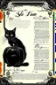 Placeholder: vintage cafe menu graphic Halloween, black cat