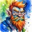 Placeholder: dnd, fantasy, watercolour, humongous strokes, stylistic, portrait, illustration, furry, a mad man personable face