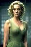 Placeholder: создайте юную художницу (Kate Winslet) в полный рост на ногах туфли смотрит в камеру , фисташковые волосы, стиль одежды платье как в фильме The Hunger Games, дизайнер Триш Саммервилл , высоко детализированные черты лица, зернистые, шероховатые текстуры, предчувствия, драматические потусторонние и эфирное освещение