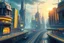 Placeholder: futuristic city in the day time with yellow palette