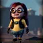 Placeholder: Female Minion toddler, steampunk, full body, red hair, leather jacket, dramatic lighting, hyper realistic