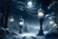 Placeholder: Winter landscape, delicate white velvety clouds, refined and filigree, lanterns, ice sculptures in Gothic style, snow-covered trees, mystical haze, starry black night, hyper realistic, beautiful, lumen, professional photo, beautiful, high resolution, cgi, f/16, 1/300s. highly detailed digital painting